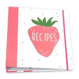 Outshine Co Premium Strawberry Recipe Binder Gift Set with 20 Full Page Recipe Paper, 36 Recipe Cards, 12 Recipe Dividers, 24 Labels