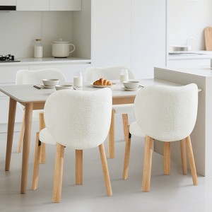 1 PCS Dining Chair with Teddy Fabric Cute Vanity Chair for Dining Room, Home Office, Bedroom, Dressing Room - 1 of 4