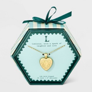 14K Gold Dipped Heart Charm Initial Necklace - A New Day™ Gold - 1 of 4