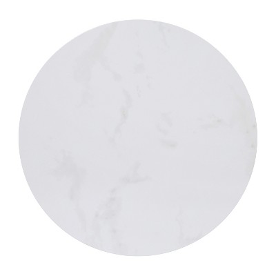 White Marble and Gold Round End Table