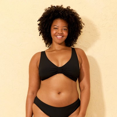 Shade & Shore Women's Ribbed Tab-Front Bralette Bikini Top - Shade & Shore™ Black M — фото 4