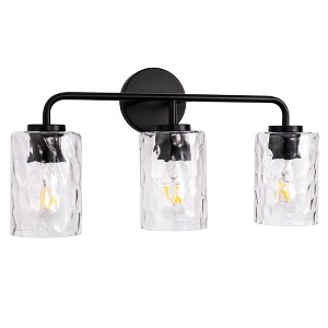 DORESshop 21 in. 3-Light Black Vanity Light with Clear Cylinder Glass Shades for Bathroom, Mirror, Powder Room - 1 of 4