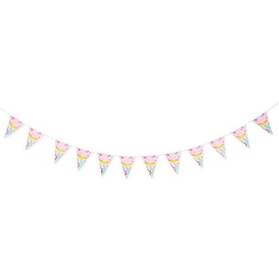  3-Pack Mermaid Theme Party Banner, Bunting Pennant Flag Garland for Kids Girls Birthday Supplies and Decoration, 11 feet Long, 12 Flags Each 