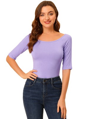 INSPIRE CHIC Women's Half Sleeves Scoop Neck Fitted Layering Soft T-Shirt