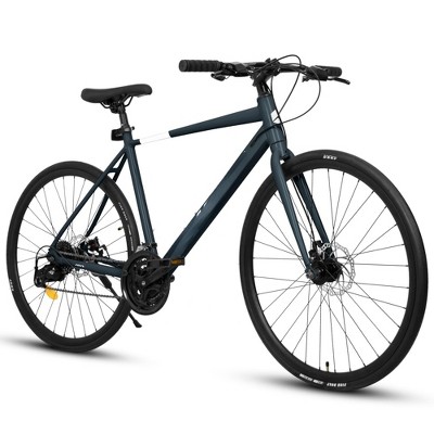 City Bike Road Hybrid Bike, 24-Speed Disc Brakes, Light Weight Aluminum Frame , Racing Bike City Commuting Road Bicycle for Men Women, Dark Blue