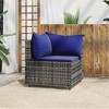 vidaXL Gray Patio Corner Sofa with Dark Blue Cushions - Weather-Resistant PE Rattan, Modular Design Adjustable Garden Outdoor Furniture, Sturdy Powder - 2 of 4