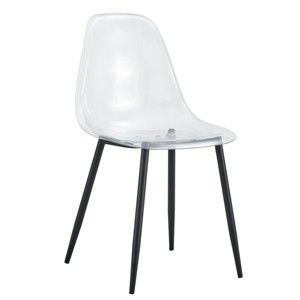 TopComfy Dining Chairs Set Of 4 Pieces Transparent Dining Chair Plastic Chair Armless Crystal Chair Makeup Stool For Kitchen, Black, 18"*17.3"*32.6" - 1 of 4