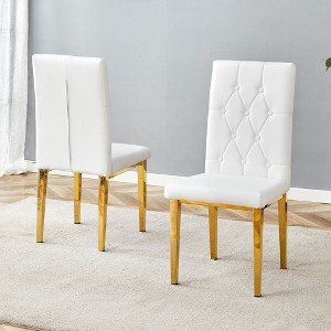 Sapphtopaz Modern Dining Chairs Upholstered Chair with Button Tufted and Metal Legs Chairs for Dining Room, Kitchen - 1 of 4