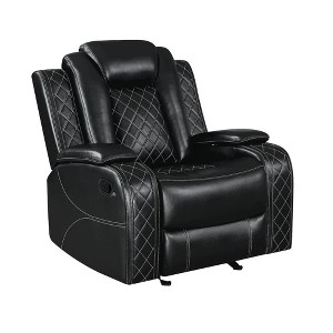 New Classic Furniture,Orion II Faux Leather Glider Recliner, Black - 1 of 4