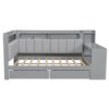 Whisen Full Size Daybed with Storage Shelves, Drawers, Charging Station, LED Light, Desk, Upholstered Headboard and Backrest - 4 of 4
