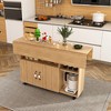 GDFStudio Bex Modern Wooden Folding Table with Storage Shelves and Wheels - 2 of 4