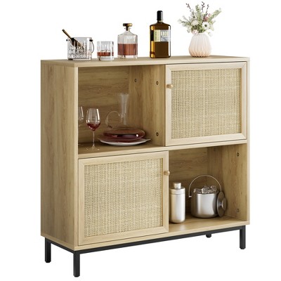 Coffee Bar Cabinet, Sideboard Cabinet with Sliding Door, Buffet Cabinet with 4 Storage Organizer for Living Room, Kitchen, Dining Room