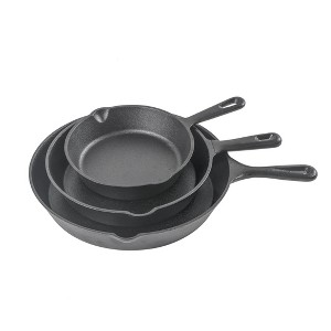 COMMERCIAL CHEF Pre-Seasoned Cast Iron 3-Piece Skillet Set, 6Inch 8Inch 10 Inch, Black - 1 of 4