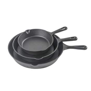 COMMERCIAL CHEF Pre-Seasoned Cast Iron 3-Piece Skillet Set, 6Inch 8Inch 10 Inch, Black