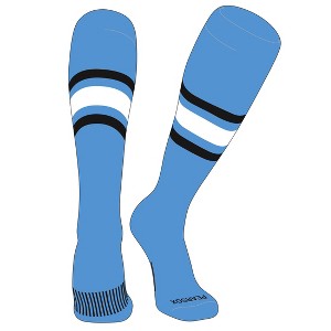 PEAR SOX Striped OTC Baseball, Softball, Football Socks (B) Sky Blue, Black, White - 1 of 3