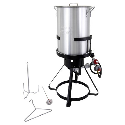 30qt Outdoor Cooker Kit TFP30AC Black: CHARD Propane Boiler, Cast Iron Frame, CSA Certified