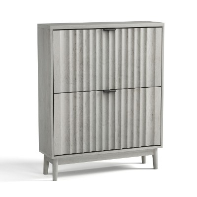 TIRAMISUBEST Shoe Cabinet with 2 Flip Drawers-Shoe Storage Organizer with Wave Doors for Heels, Boots, and Slippers for Hallway, Living Room