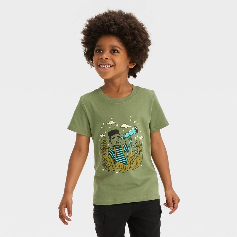 Toddler Boys&#39; Short Sleeve Hiking Telescope Graphic T-Shirt - Cat &#38; Jack&#8482; Green, 1 of 5