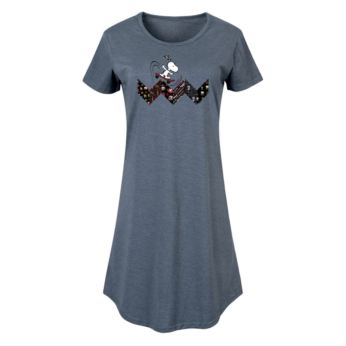 Women's - Peanuts - Snoopy Skating Pattern Graphic T-shirt Dress