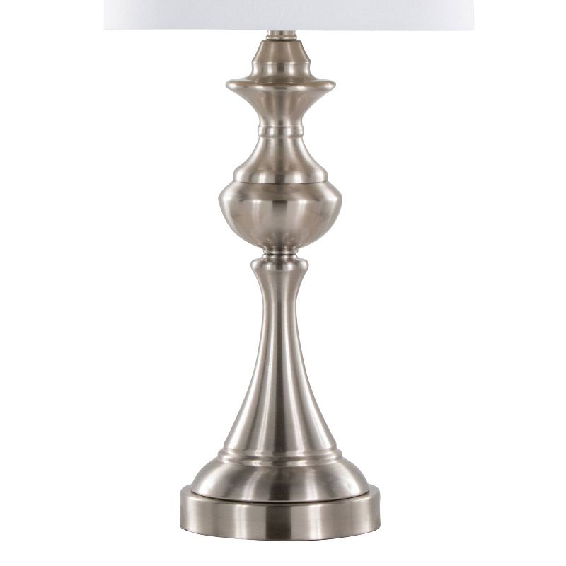 LumiSource (Set of 2) Montgomery 29&#34; Contemporary Table Lamps Brushed Nickel with White Linen Shade and Built-in USB Port from Grandview Gallery, 4 of 9