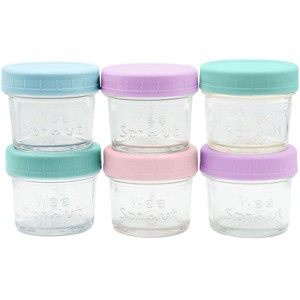 WeeSprout Glass Baby Food Storage Jars with Lids, Reusable Small Containers, 4 oz, 6 Pack - 1 of 4
