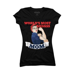 Junior's Design By Humans World's Most Badass Mom By BubbSnugg T-Shirt - 1 of 2