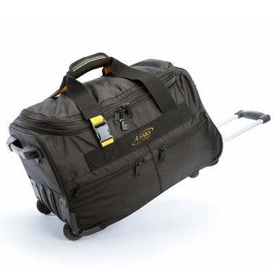 A.SAKS Luggage Lightweight Rolling Trolley Duffel with Wheels (Black, 20-inch)