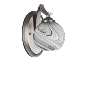 Toltec Lighting Zilo 1 - Light Sconce in  Graphite with 5.75" Onyx Swirl Shade - 1 of 2