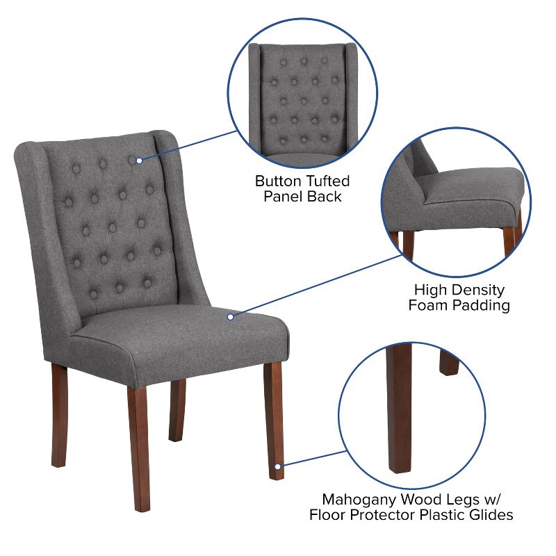 Flash Furniture HERCULES Preston Series Tufted Parsons Chair with Side Panel Detail, 4 of 12