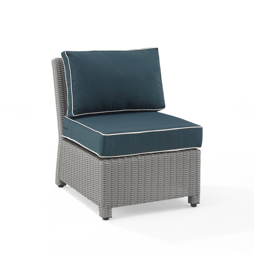 Photos - Garden Furniture Crosley Bradenton Outdoor Wicker Sectional Center Chair - Navy/Gray -  Gray 