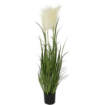 Plow & Hearth Indoor/Outdoor Faux Pampas Grass Potted Plant