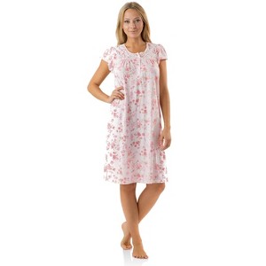 Casual Nights Women's Flowery Short Sleeve Nightgown - 1 of 4