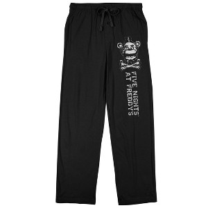 Five Nights At Freddy's Freddy Fazbear Crossbones Men's Black Sleep Pajama Pants - 1 of 3
