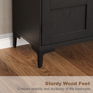 Tall Kitchen Pantry Cabinet, Freestanding Food Storage Cabinet with 2 Glass Doors 5 Tier Adjustable Shelves - 1 of 4
