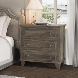 Modern 3-Drawer Dresser, Compact Wood Chest with Sturdy Metal Handles, Space-Saving Storage for Bedroom, Entryway, Hallway - 1 of 4