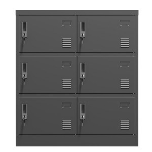 VYNXARIA 6-Door Employee Storage Locker - Metal Lockers for Office, Gym, School & Home with Card Slot, Black - 1 of 4