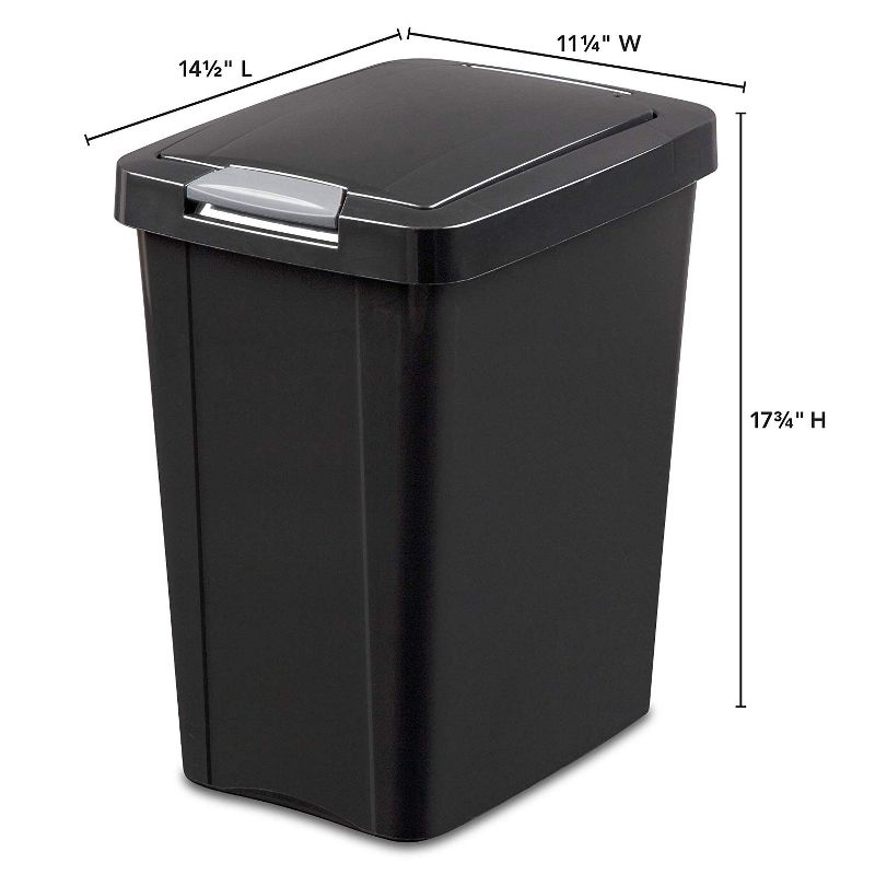 Sterilite Gallon TouchTop Narrow Plastic Wastebasket with Secure Titanium Latch for Kitchen, Bathroom, and Office Use, 4 of 8