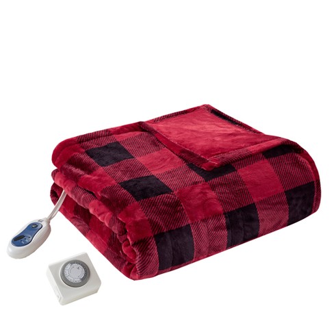 60 X 70 Oversized Electric Plush Throw Red Buffalo Check : Target