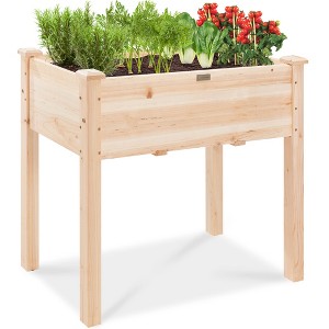 Best Choice Products 34x18x30in Raised Garden Bed, Elevated Wood Planter Box for Kids, Patio w/ Bed Liner - 1 of 4