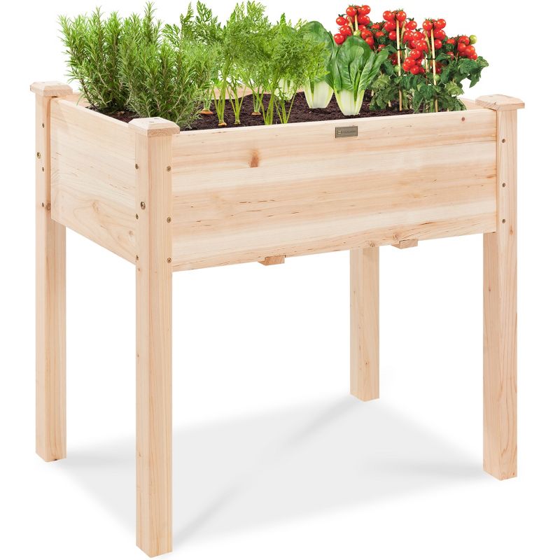 Best Choice Products 34x18x30in Raised Garden Bed, Elevated Wood Planter Box for Kids, Patio w/ Bed Liner, 1 of 9