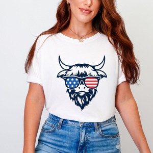 Simply Sage Market Patriotic Cow Sunglasses Garment Dyed Tee - 1 of 4