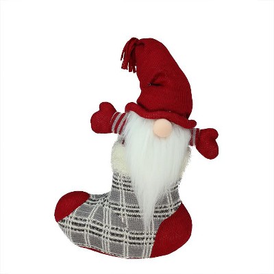 Northlight 14.5" Red and Gray Tristan Gnome Christmas Stocking Tabletop Figurine