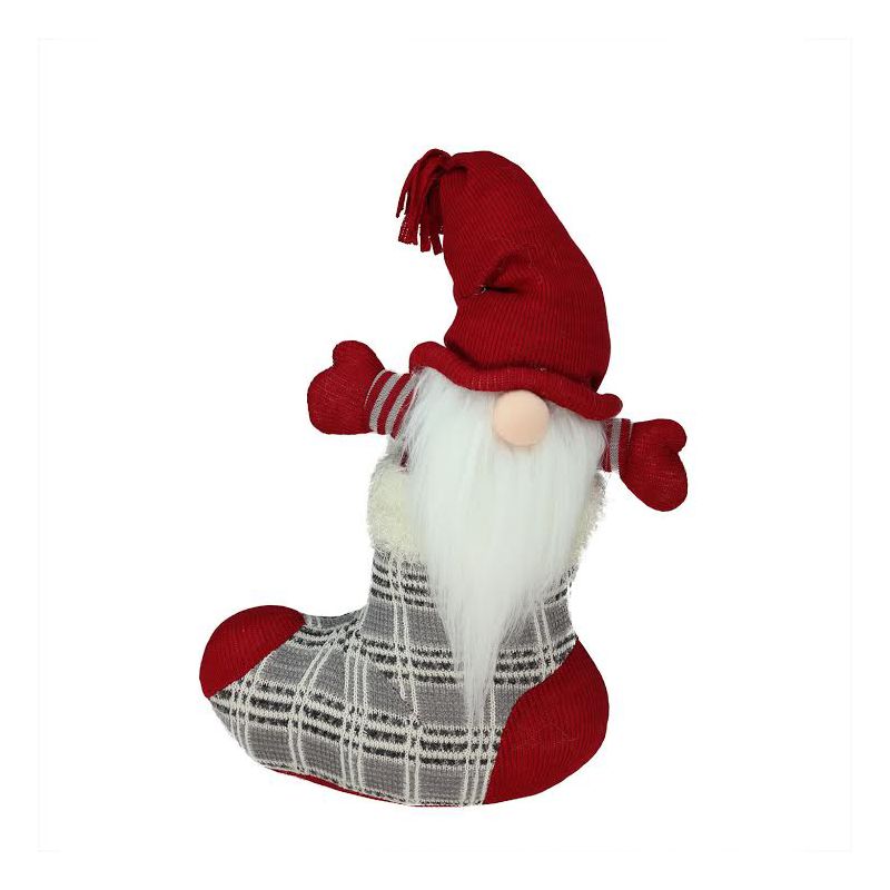 Northlight 14.5" Red and Gray Tristan Gnome Christmas Stocking Tabletop Figurine, 1 of 5