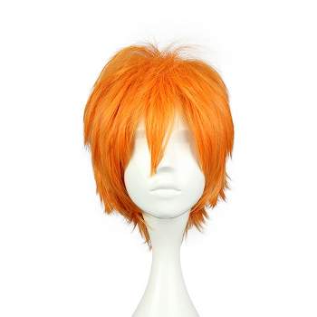 Unique Bargains Women's Wigs 12" Orange with Wig Cap Short Hair