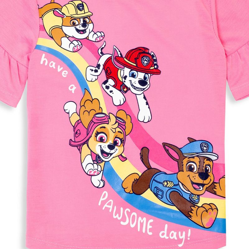 Paw Patrol Rubble Marshall Chase Girls T-Shirt and Leggings Outfit Set Little Kid to Big Kid, 5 of 8