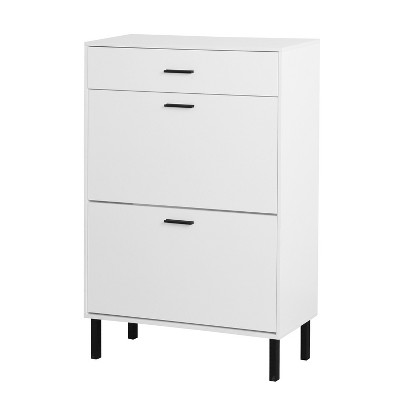 TIRAMISUBEST Adjustable Shoe Cabinet - Space-Saving Entryway Organizer with Metal Legs & 2 Drawers, Modern Farmhouse Design