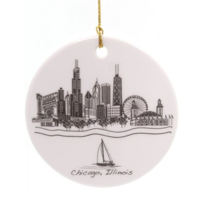 Holiday Ornaments 3.0" Chicago Flat Ornament Illinois Landmarks  -  Tree Ornaments