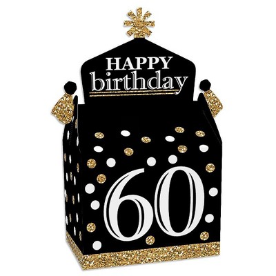 Big Dot of Happiness Adult 60th Birthday - Gold - Treat Box Party Favors - Birthday Party Goodie Gable Boxes - Set of 12