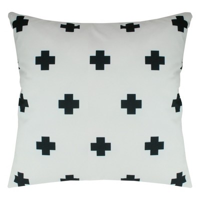 Northlight 17.25" Square Swiss Cross Indoor Throw Pillow - White/Black