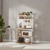Hutch Bakers Rack with Power Outlet, 14 Hooks Microwave Stand, Adjustable Coffee Bar , Kitchen Storage Shelf, 15.7 x 31.5 x 66.9 Inches - 4 of 4